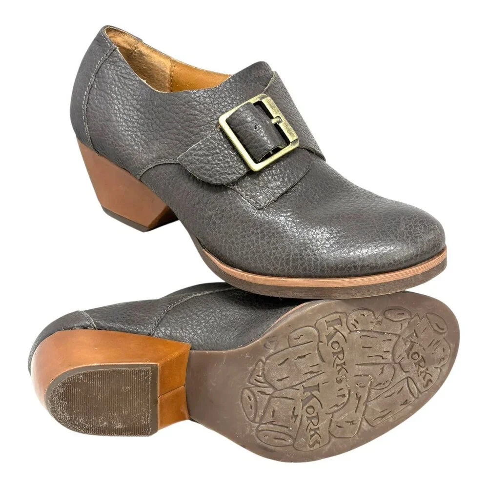 KORKS by Kork-Ease Gray Leather‎ Monk Strap Booties